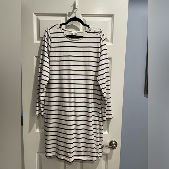 NWOT, JCREW Factory Blue and Cream Striped Long Sleeve dress, Size XL - Picture 1 of 5
